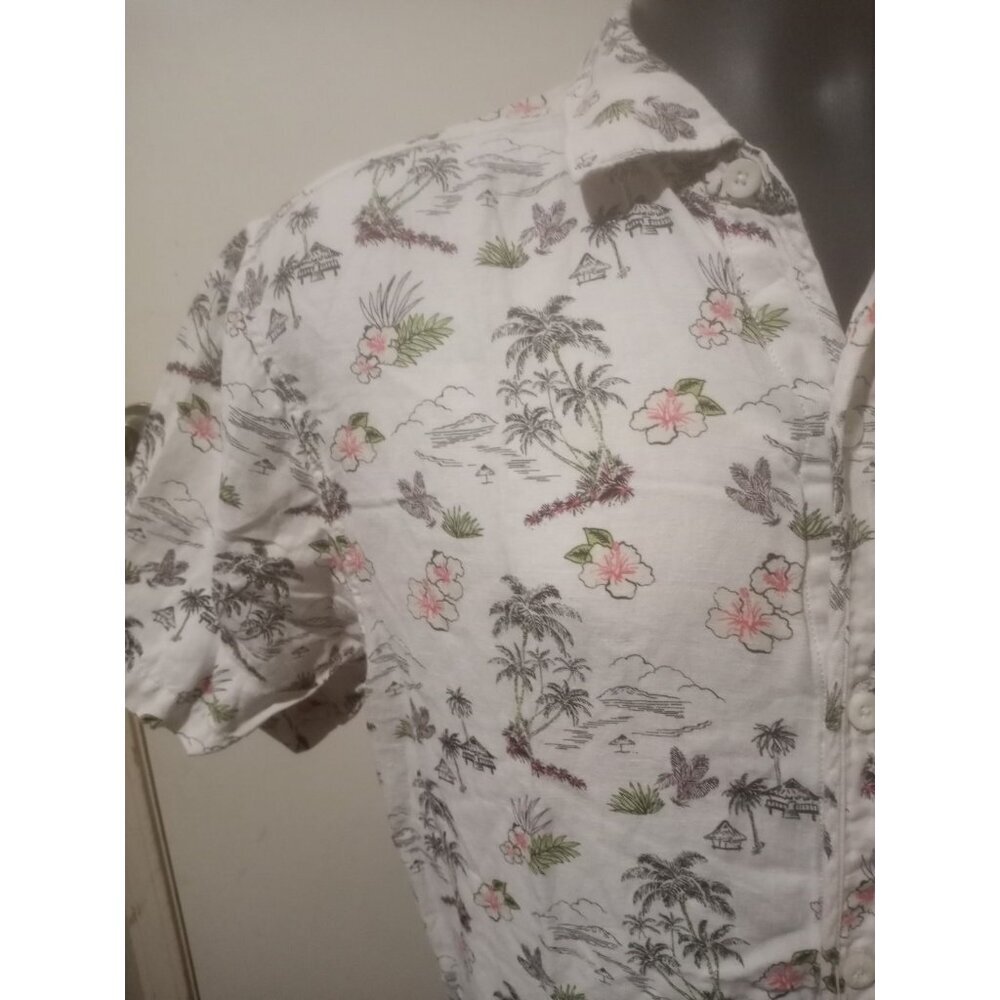 Tommy Bahama Mens Medium M Linen Cotton Short Sleeve Button Up Hawaiian Shirt - Picture 4 of 13